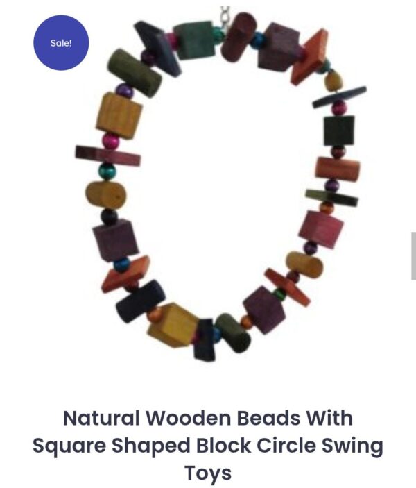 Natural Wooden Beads with Square Shaped Block Circle Swing Toy